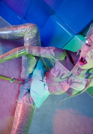 Татуированная уродка Anuskatzz мастурбирует игрушками на консольных каблуках - 12